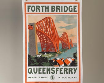 Vintage Visit Queensferry Tea Towel by Oldfield Design Co