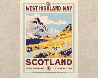 Vintage Visit the West Highland Way - Art Print by Oldfield Design Co