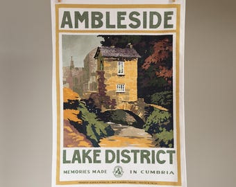 Vintage Visit Ambleside Tea Towel by Oldfield Design Co