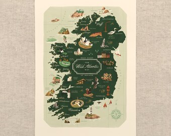 The Wild Atlantic Way - A3 Illustrated Route Map by Oldfield Design Co.