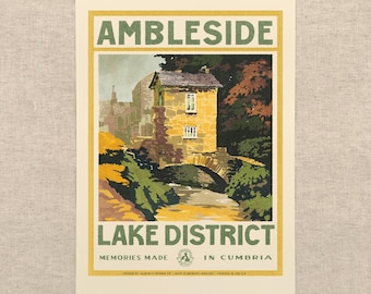 Vintage Visit Ambleside - Art Print by Oldfield Design Co