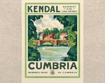 Vintage Visit Kendal - Art Print by Oldfield Design Co