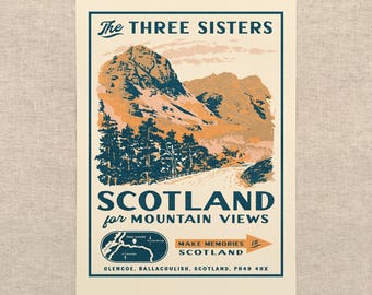 Vintage Scotland Advert  - A3 Art Print by Oldfield Design Co