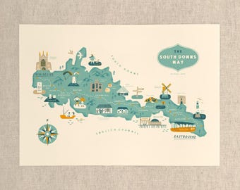 South Downs Way - A3 Illustrated Route Map by Oldfield Design Co