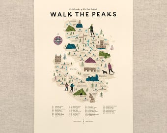 Walk the Peak District - A3 Illustrated Map Checklist by Oldfield Design Co