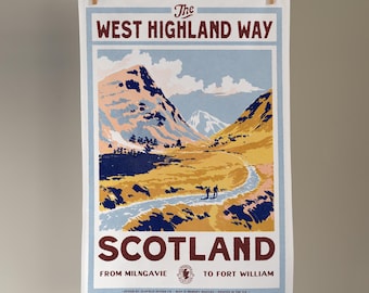 Vintage Visit The West Highland Way Tea Towel by Oldfield Design Co