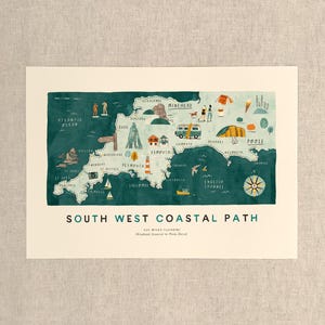 South West Coastal Path - A3 Illustrated Route Map by Oldfield Design Co