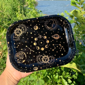 Astrology Rolling Tray Sun Moon & Stars Premium Metal Rolling Tray Celestial Astrology Decorative Tray Zodiac Sign Horoscope Gifts Original
