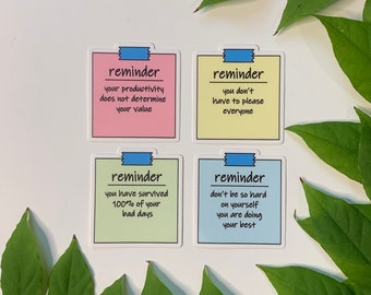 Self Care Stickers Mental Health Sticker Pack Reminder Post It Decal Set Self Love Positive Thoughts Psychology Planner Stickers for Phone