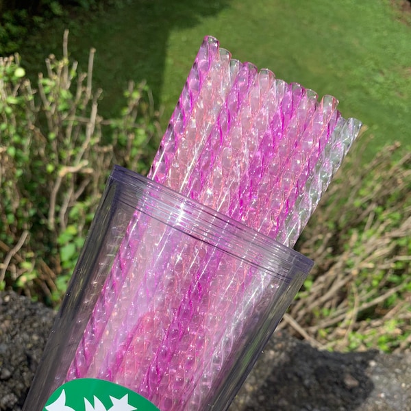 Starbucks Reusable Crystal Replacement 11 inch Straw| Starbucks Studded Grid Tumbler Straw| Plastic Crystal Straw| Twirl Straw toppers