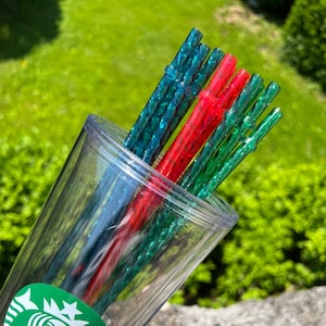 Starbucks Reusable Crystal Replacement 11 inch Straw| Studded Grid Tumbler Straw| Plastic Crystal Straw| Twirl straw, Straw toppers