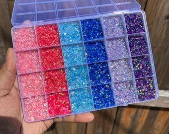 Rainbow Patel Summer Kit 18,880 3mm 4mm & 5mm AB Flatback Jelly Rhinestone, Rhinestone Kit DIY Bling Kit Nails, Nail Bling kit starter kit