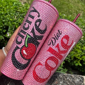 Bedazzled Tumbler, Pink Diet Soda, Bling Tumbler, Rhinestone Cups, Vanilla Soda, Cherry Soda, Pink Era, Bling Tumbler