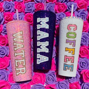 Rhinestone Tumblers, Bling Cups, Bedazzled Tumbler, Mothers Day, Gifts for friend, Cute Kawaii, Unicorn Kitty, Birthday, Gifts for her