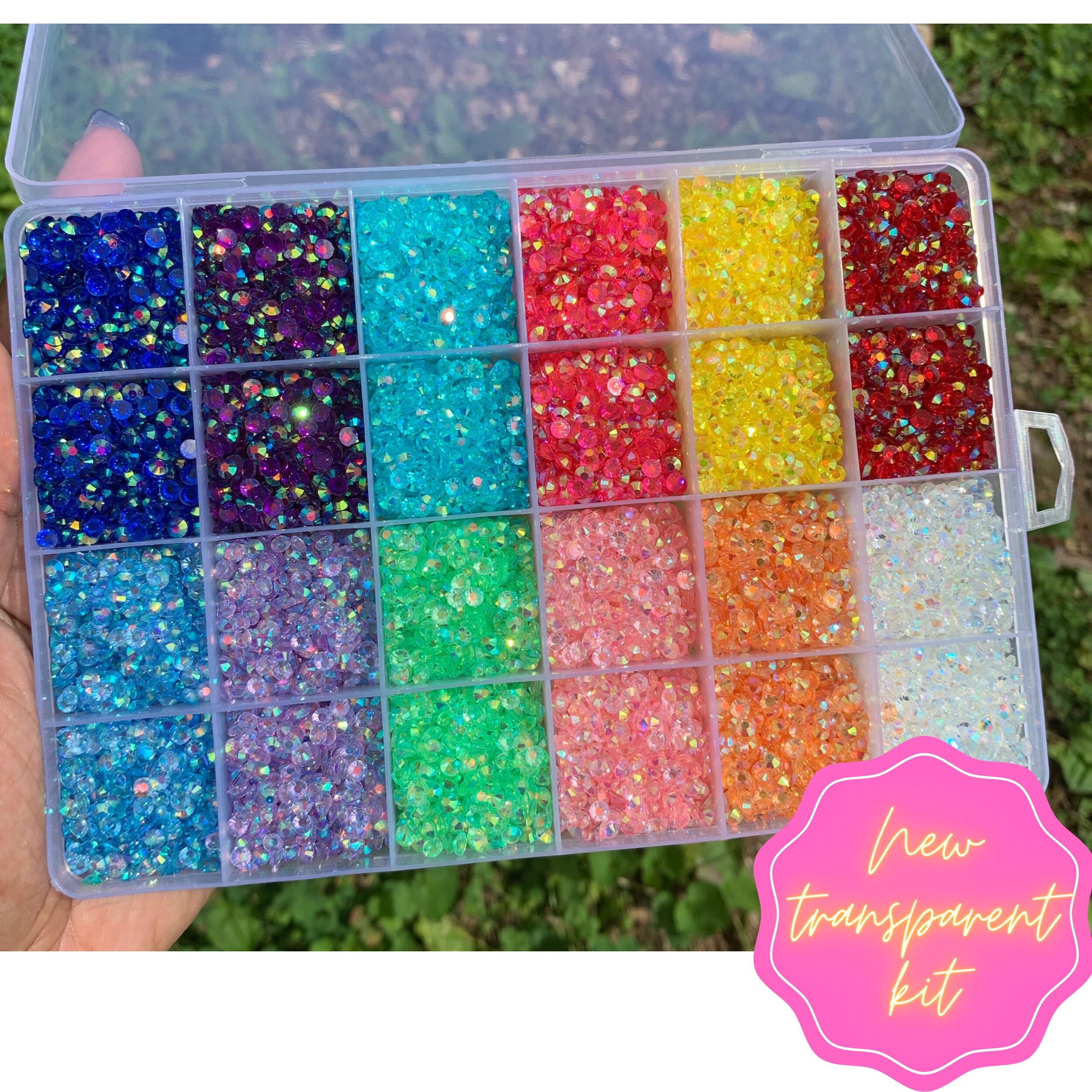 Transparent Rhinestones kit, 4mm and 5mm AB Flatback Jelly Rhinestone…