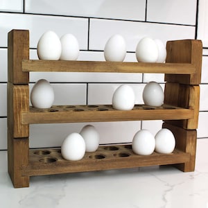 Wooden Egg Holder - Countertop Stackable Egg Rack  For Fresh Eggs