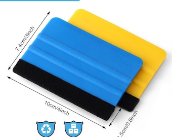 Plastic Vinyl Squeegee 4 Inch Felt Edge for Car Window Windshield Glass Cleaning Tool Vinyl Scraper Decal Applicator Tool, Black Fabric