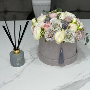 Caja de rosas peonías de flores artificiales regalo personalizado de San Valentín caja de flores cumpleaños