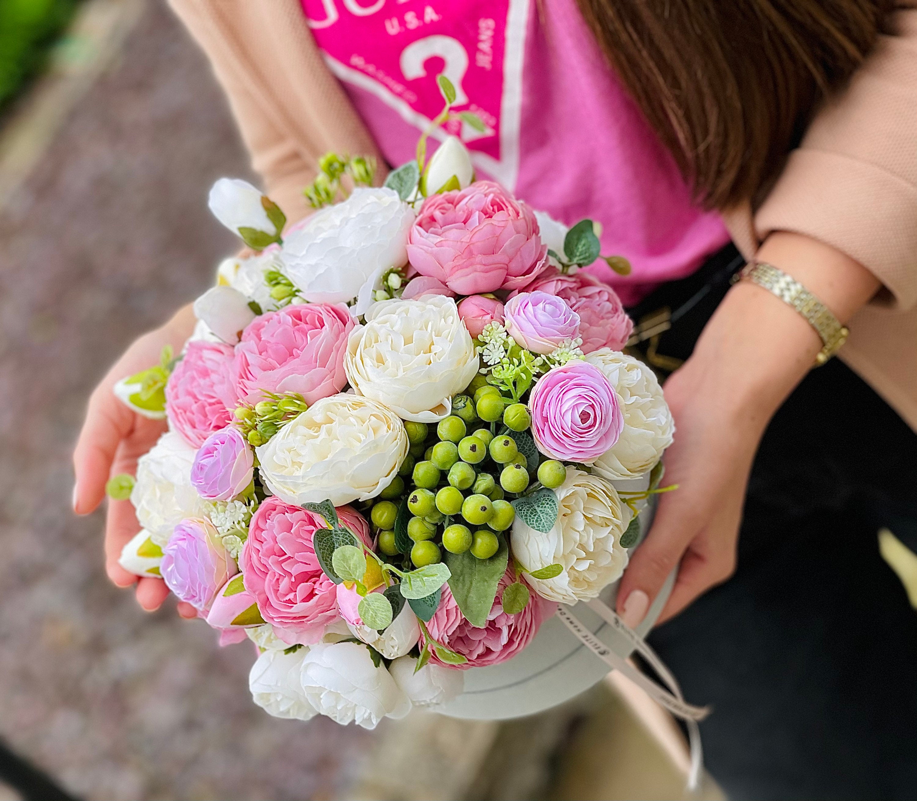 Roses box artificial flower present anniversary birthday Etsy