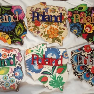 Imán de Polonia, folklore, varios sacos - decoupage hecho a mano