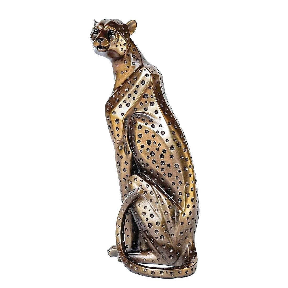Cheetah sitting bronzed sculpture