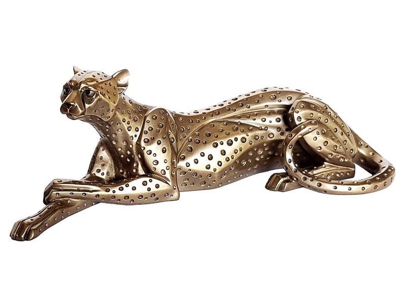 Cheetah Lying Down Sculpture Bronze African Decor Etsy