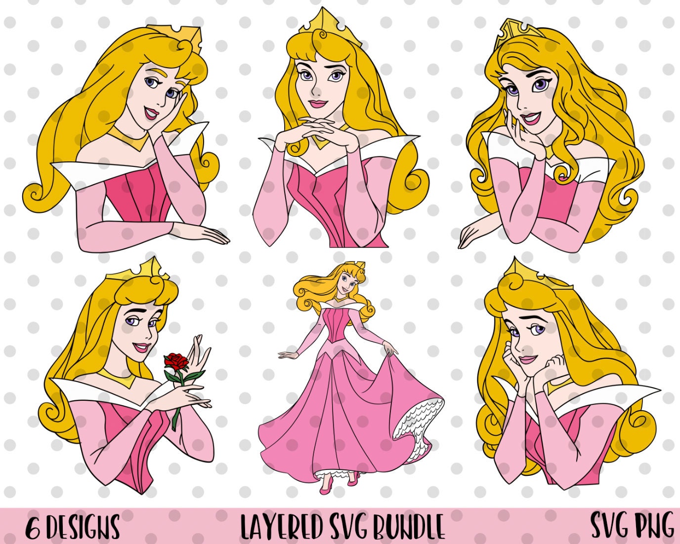 6pcs LAYERED Princess Aurora svg Aurora svg Sleeping Etsy
