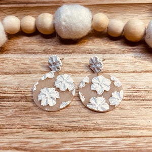 The Delilah in White | Handmade Floral Earrings | Bridal Earrings | Polymer Clay Earrings | Boho Earrings