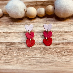Dangle Heart Earrings | Valentine’s Day Earrings | Handmade Polymer Clay Earrings