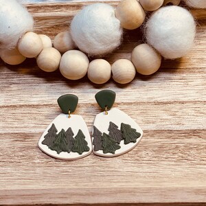 Winter Forrest Earrings | Christmas Clay Earrings | Handmade Holiday Earrings