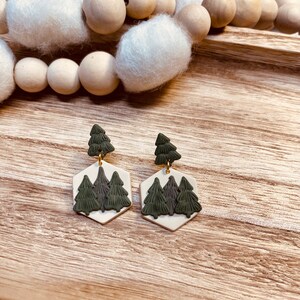 Evergreen Tree Top Earrings | Christmas Clay Earrings | Handmade Holiday Earrings