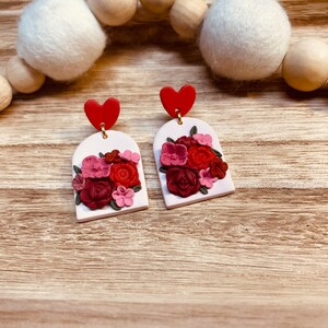 Floral Bouquet | Valentines Day Earrings | Handmade Polymer Clay Earrings