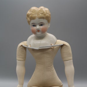 Very Old Porcelain German Hand Painted Blond Porcelain Doll Collectible Doll Old Doll Preloved Vintage Doll L4