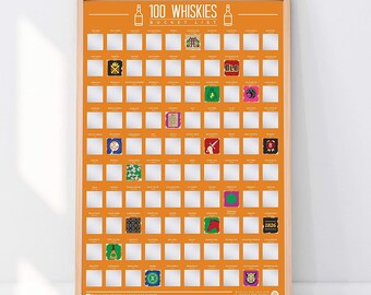 100 Whiskies Scratch Off Bucket List Poster