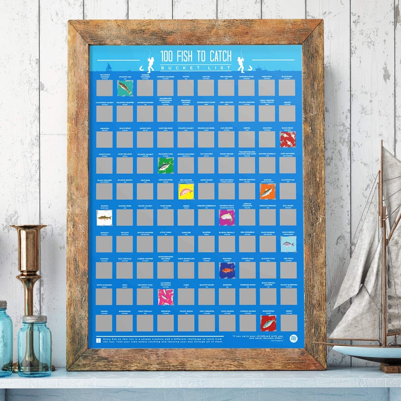 100 Fish to Catch Scratch off Bucket List Poster Etsy UK