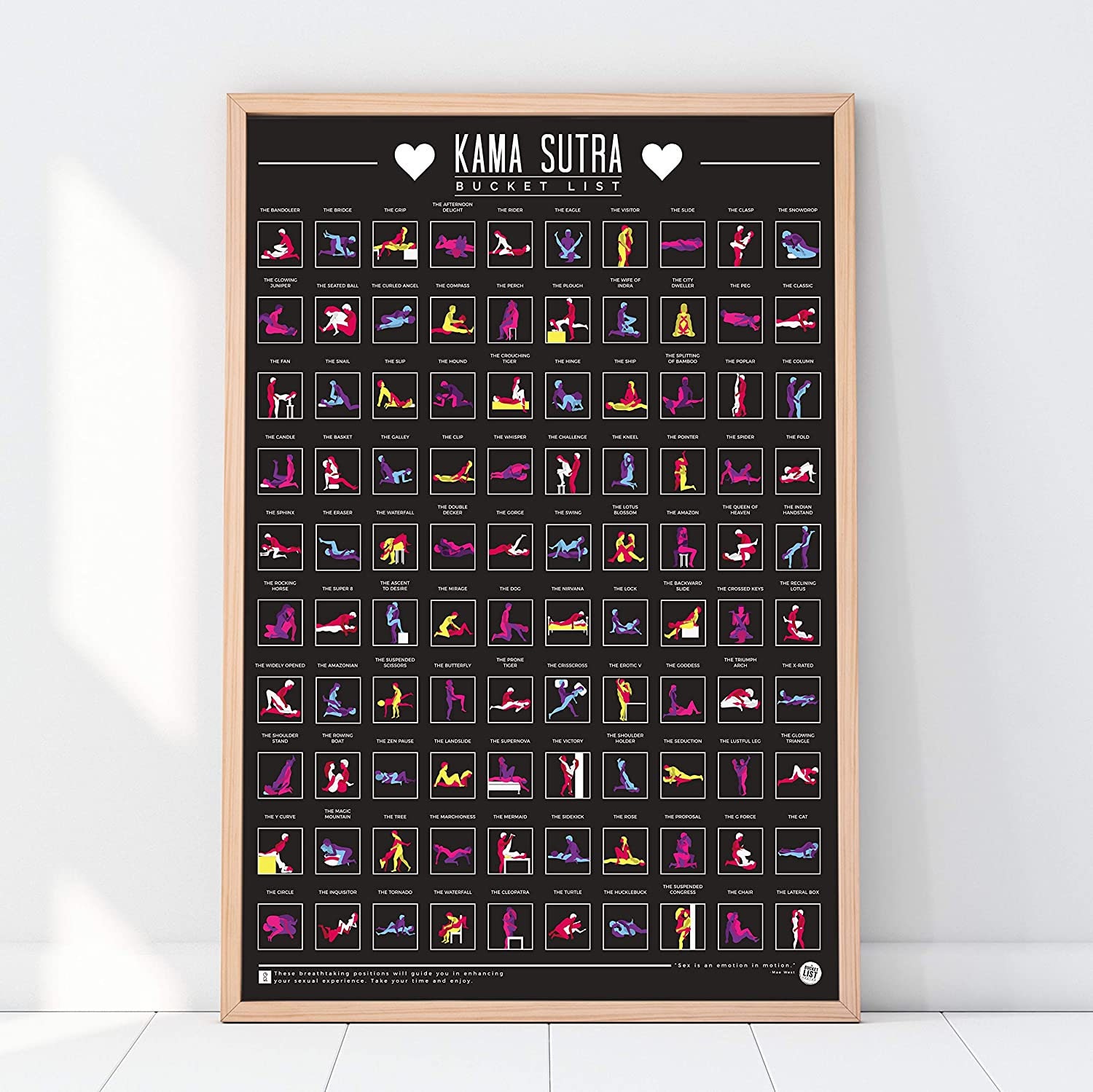 100 Kama Sutra Positions Scratch off Bucket List Poster