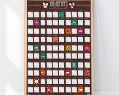 100 Coffees To Drink Scratch Off Bucket List Poster