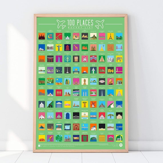 100 Places To Go Scratch Off Bucket List Poster - Etsy Italia