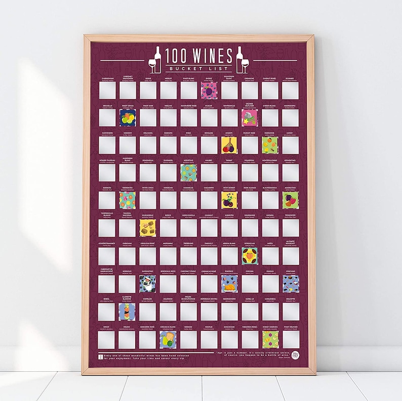 100 Wines Scratch off Bucket List Poster Etsy UK