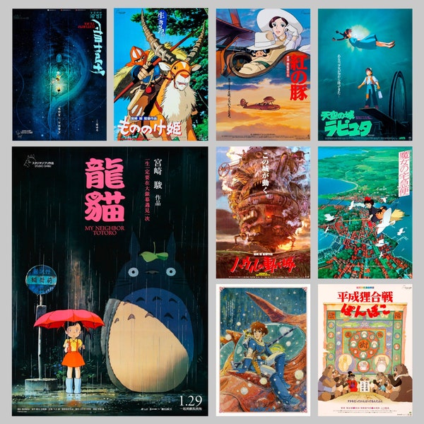 Studio Ghibli poster - 35 models - Nausicaa poster - Porco Rosso Poster - Totoro poster - Howl's Moving Castle poster - Spirited Away poster