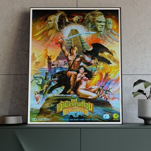 The Beastmaster (1982) Versione tailandese / Manifesto del film d'epoca / Decorazione murale asiatica / Stampa cinematografica thailandese