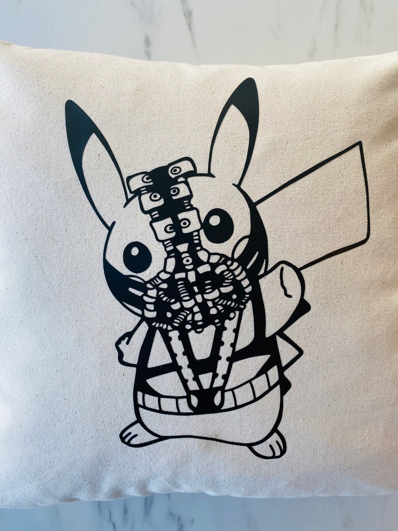 Pika-Bane Pikachu X Bane Mashup Unique Artwork 100 /% Natural Cotton 12 oz. Canvas Organic Pillow Cover
