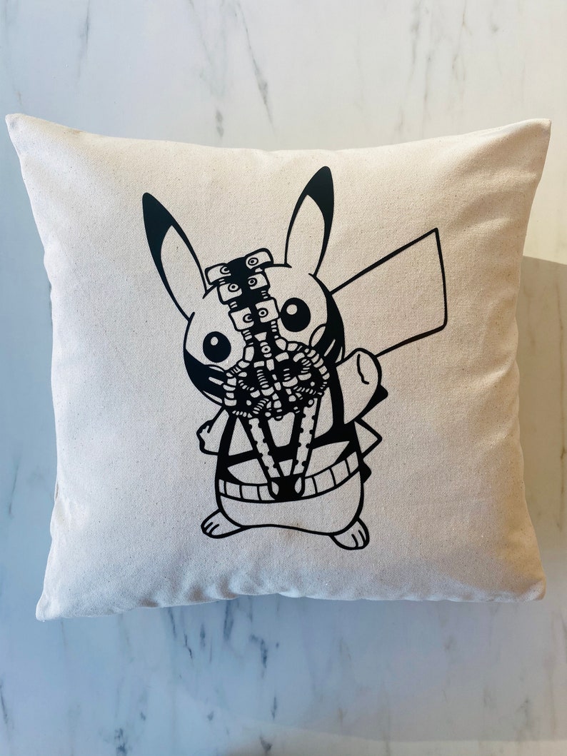 Pika-Bane Pikachu X Bane Mashup Unique Artwork 100 /% Natural Cotton 12 oz. Canvas Organic Pillow Cover