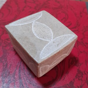 Vintage soap stone box with white leaf detail collectible image 7