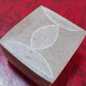 Vintage soap stone box with white leaf detail collectible image 10