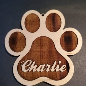 Dog Paw Christmas Ornament (Personalized)