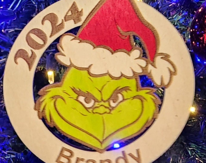 Grinch Custom Ornaments With Glitter or Feathers Etsy