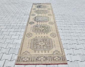 Alfombra de corredor vintage, alfombra de corredor turco, alfombra de Anatolia, alfombra de lana, alfombra de corredor 3x11, alfombra de corredor Oushak, alfombra de corredor de pasillo, alfombra de corredor de cocina, M-185