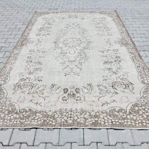 6x10 Rug,Anatolian Rug,Beige Rug,Handmade Rug,Brown Rug,Oushak Rug 6x10,Vintage Area Rug,Living Room Rug,Turkish Area Rug,Wool Rug,S-2173