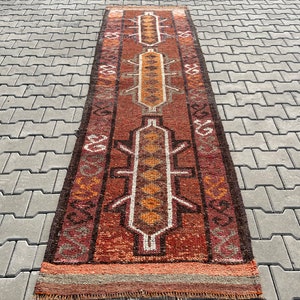 3x10ft,Bohemian Rug,Turkish Runner,Herki Rug,Runner Rug,Vintage Runner Rug,Oushak Runner Rug,Herki Runner Rug,3x10 Rug,Wool Rug,Carpet,B-916